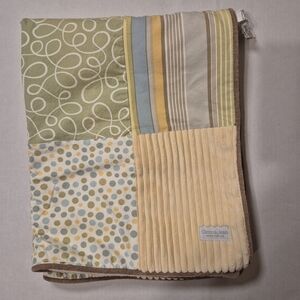 Baby‎ Blanket Quilted 29 x 36 Neautral  Yellow Blue And Green Glenna Jean